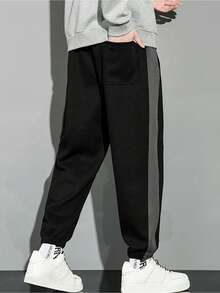 Men's Side Tape Drawstring Sweatpants - Black - View 2