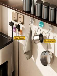 1pc Multi-Color Magnetic Cable Clip Adhesive Cable Organizer 360° Rotating Cable Management Holder For Desk Bathroom Kitchen Bedroom Office Car Wall Storage Organization - View 6