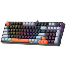 RAIKU Blue Switch Mechanical Keyboard, Wired Gaming Keyboard, Hot-Swappable Switches, High Performance, Detachable Cable, Backlit Mechanical Keyboard, 90% Layout, Volume Control Knob - View 10
