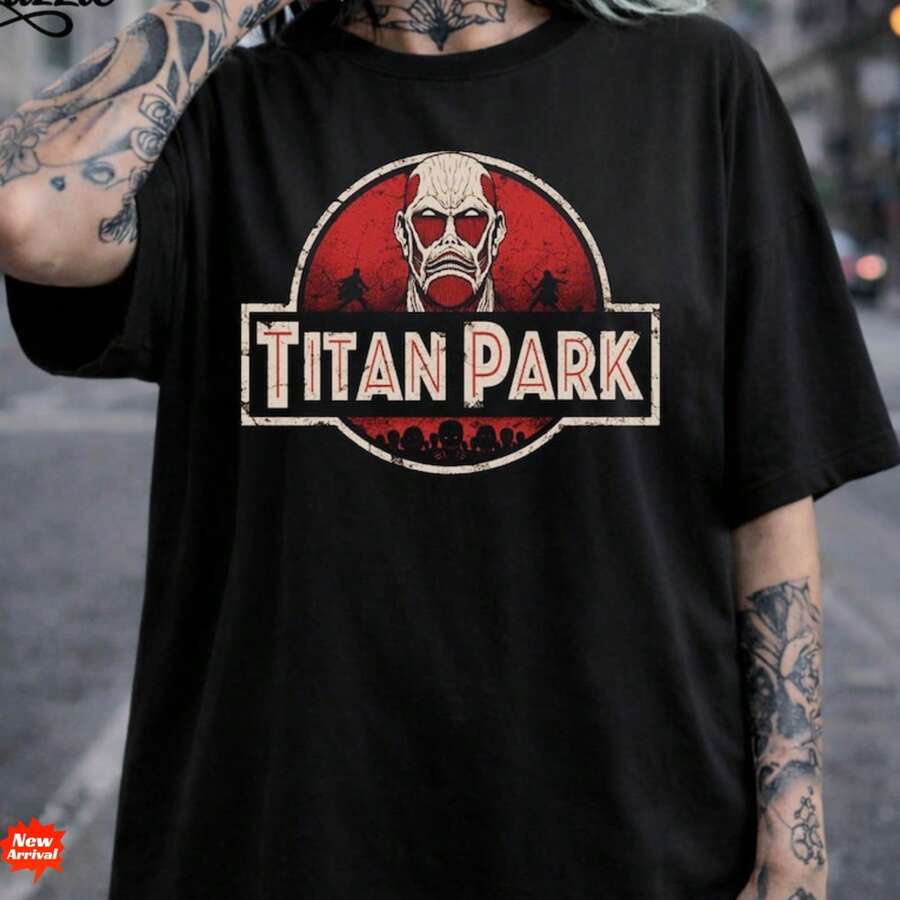 Retro Riesen Park Thema Herren und Damen T-Shirts Basis T-Shirts - Schwarz - Übersicht 1