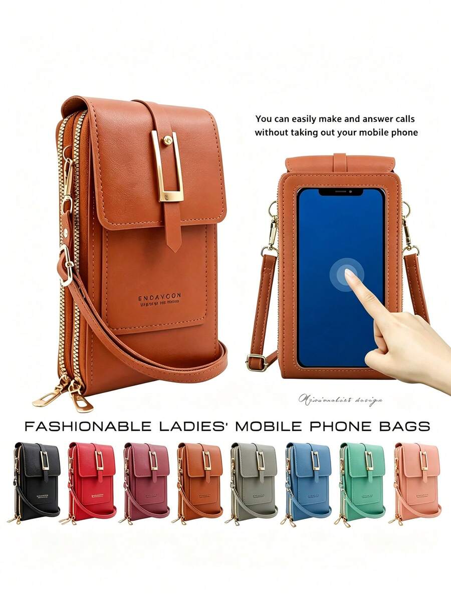 Multifunctional Women's Touchscreen Phone Wallet, Mini Flap Crossbody Bag, Fashion Card Slot Wallet, Vertical Phone Bag