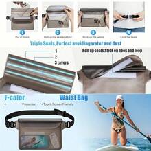 2pcs Waterproof Touchscreen Phone Waist Bag, Floating Dry Storage Phone Pouch With Adjustable Shoulder Strap, Suitable For Swimming, Diving, Beach, Surfing, Outdoor Activities Waterproof Phone Case - Multicolor - View 5