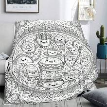 Heilender handgezeichneter Stil Lebensmittel-Thema bedruckte Flanelldecke, süßes anthropomorphes Lebensmittel-Muster Malbuch-Design Überwurfdecke, Zuhause Schlafzimmer Wohnzimmer Sofa Nickerchen Decke, Büro klimatisierter Raum warme Decke, kreative Stressabbau komfortable hautfreundliche weiche Decke, Lässig entspannende Atmosphäre dekorative Decke - Verschiedenfarbig - Übersicht 7