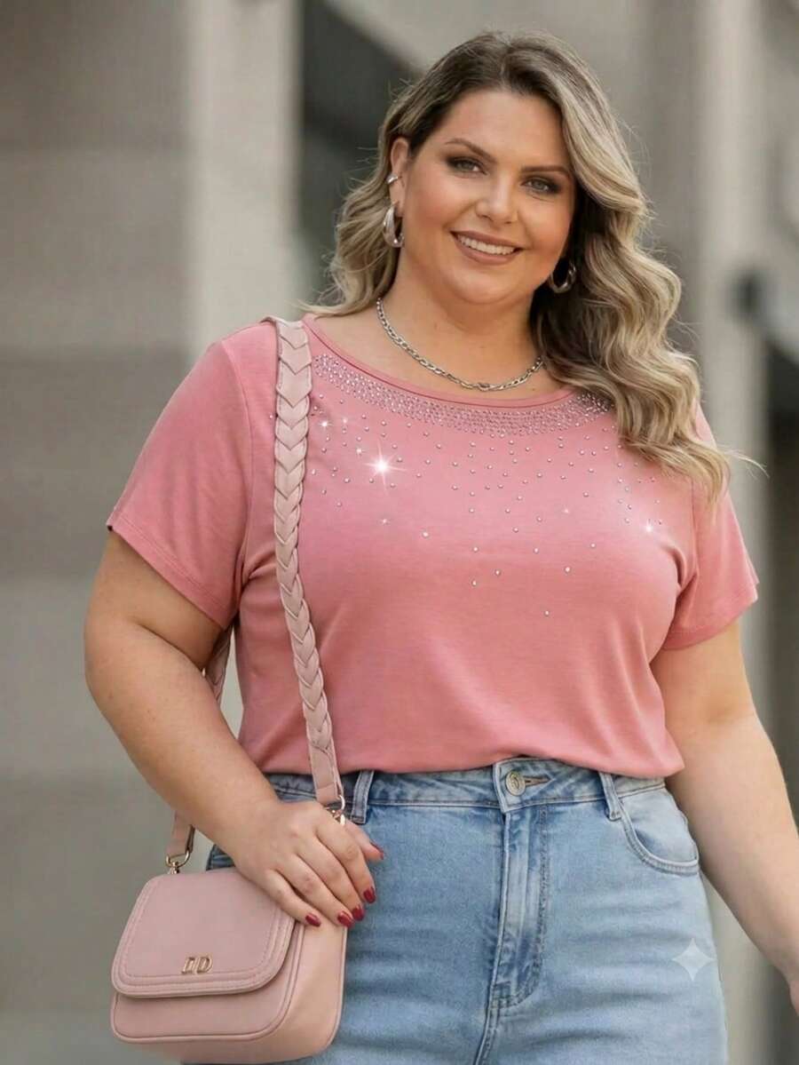 Plus Size Blouses - 乾枯玫瑰色 - 查看 1