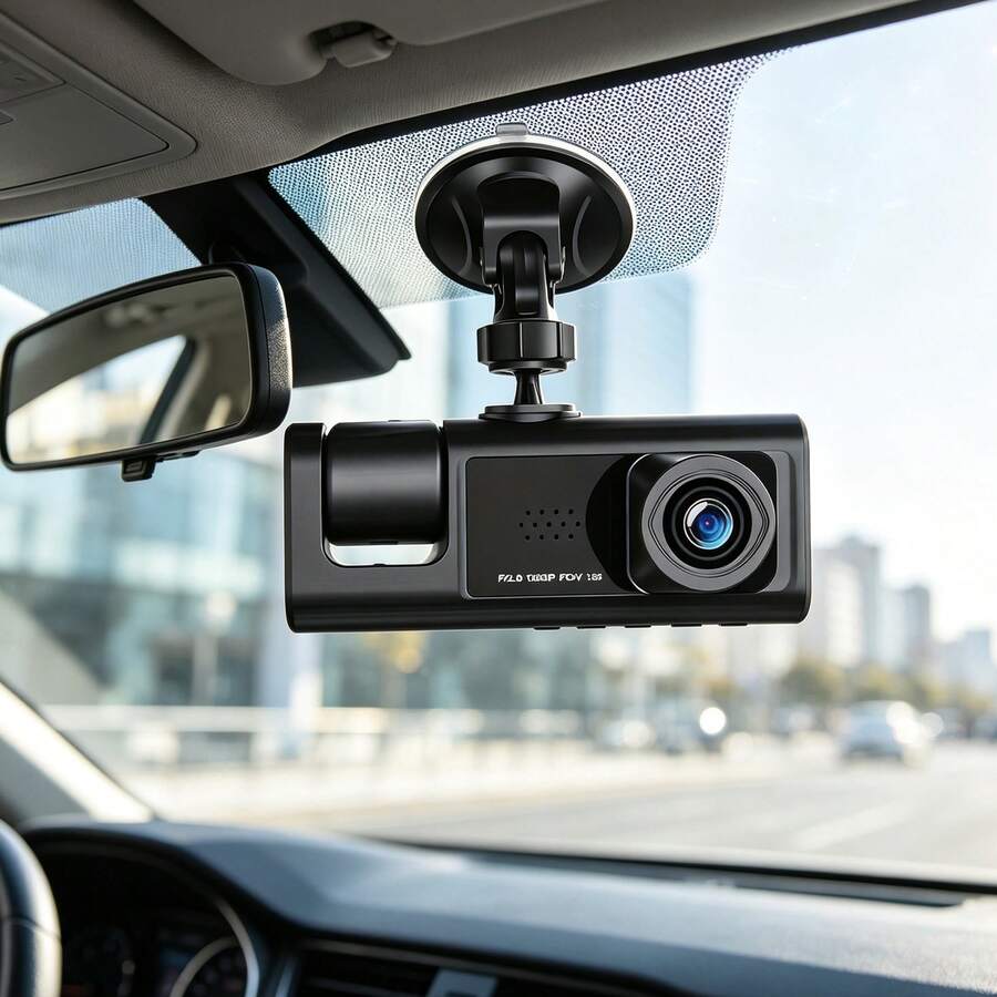 Dual Lens Dash Cam For Cars,1080P Front 480P Interior Cabin Camera,2" IPS Display,130°Wide‑Angle IR Night Vision,WDR Loop Recording,Suction Cup Mount Car Driving Recorder