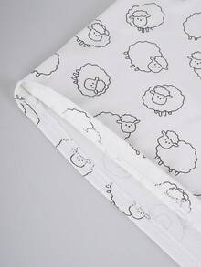 Norcotton 2pcs Animal Print Allover Elastic Waist Loose Casual Home Lounge Shorts Faux Fly Couple Pajama Pants - White - View 5