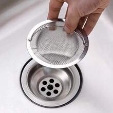 1pc Kitchen Sink Strainer, Made Of Stainless Steel With Curved Handle For Easy Grip And Residue Disposal. Can Intercept Food Residue From Washing Vegetables And Dishes, Prevent Drain Clogging And Keep Water Flowing Smoothly. Suitable For Various Kitchen Scenarios, Odor-Proof Cover - Kitchen Sink Strainer - View 5