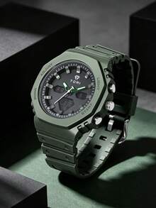 TOMI Dry Battery Personalized TPU Material Minimalist Dual-Core Sports Watch Dual Display Electronic Watch Suitable For Daily Life Holiday Gift - Green - View 4