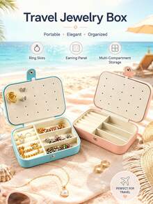 1 pieza Caja de almacenamiento de joyas exquisita, Caja de joyas, Caja de almacenamiento estilo gabinete, Collar, Aretes, Pulsera, Caja de joyas para anillos, Caja de joyas dorada exquisita francesa - Multicolor - Ver 4