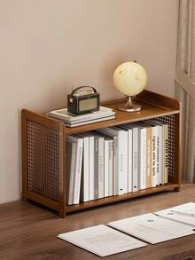 2/3-Tier Bamboo Desktop Organizer, Multifunctional Space-Saving Open Storage And Display Rack, Versatile Small Bookshelf, Ideal For Stationery, Cosmetics, Plants, And Decorative Items, Perfect For Offices, Dorms, Bedrooms, And Home Offices - Multicolor - View 4