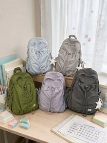 4pcs/1pc Solid Color Ultra-Light Wrinkle-Resistant Backpack, Casual Daily Use Backpack, Suitable For All Seasons, Ideal For Women Students, Travel, Outdoor Sports, Hiking, School, Commuting, Daily Use - Multiple Styles - View 5