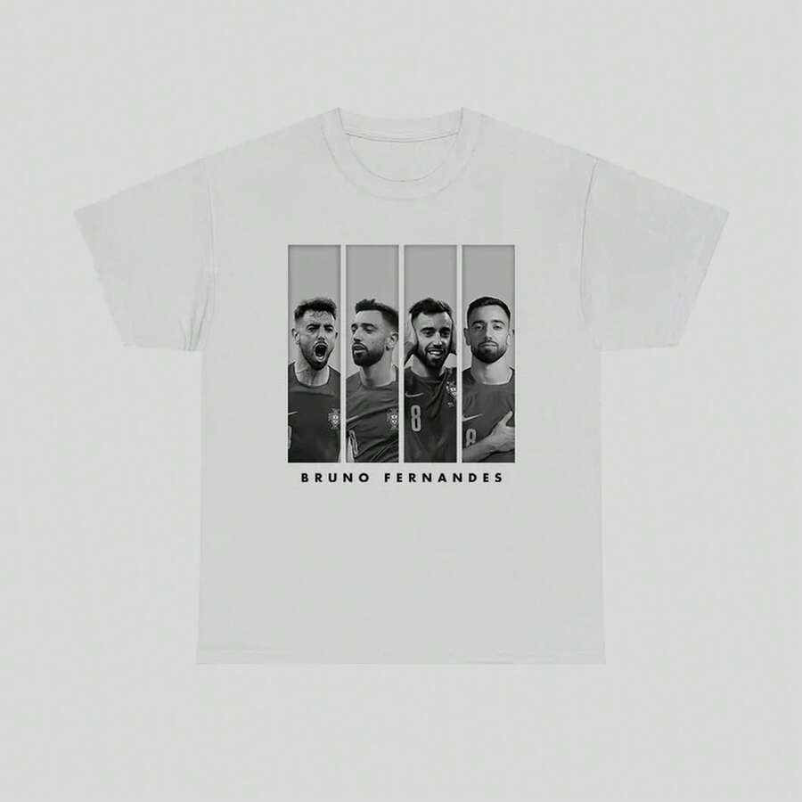 Bruno Fernandes Vintage Black And White Unisex T-Shirt, Funny Football Crewneck Sweatshirt, T Shirt QMXZ - White - View 1