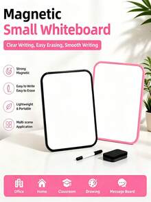 10pcs Magnetic Dry Erase Whiteboard Set, (1pc Whiteboard + 3pcs Whiteboard Markers + 3pcs Magnetic Clips + 3pcs Whiteboard Erasers) Portable Erasable Memo Board, Rounded Edge Design, Smooth Writing And Easy To Erase, Suitable For Refrigerator, Desk, Office, Home, To-Do List, Notes And Memo And Other Multiple Uses, - Black Frame Whiteboard Set - View 2