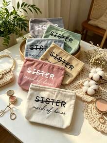 "Maid Of Honor" Printed Fashion Toiletry Bag - Stylish Lightweight Zippered Travel Makeup Organizer, Machine Washable, Multi-Functional Storage Bag; Perfect Fun Wedding/Engagement Gift For Bridesmaids And Unique Bridal Shower Favor - Multicolor - View 8