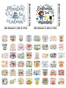50/100pcs Spanish Positive Quote Stickers, Cartoon Doodle Stickers, Suitable For Decorating Water Bottles, Laptops, Luggage, Waterproof Stickers, Suitable For Teens And Adults, Birthday Decoration, Graduation Decoration - Multicolor - View 9
