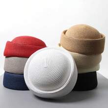 Adjustable Straw Pillbox Hat, Summer Beret, Sun Protection Hat, Japanese Vintage Wedding Hat, Hostess Fashion Hat, Charming Headpiece, Designer Painter Hat - A - View 4