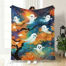 1pc Halloween Premium Design Flannel Printed Blanket, Best Gift For Family And Friends, Nap Blanket, Car Blanket, Office Blanket, Sofa Throw, Air Conditioning Blanket, Camping Blanket, Multi-Occasion Use, 280g/M² - Multicolor - View 12