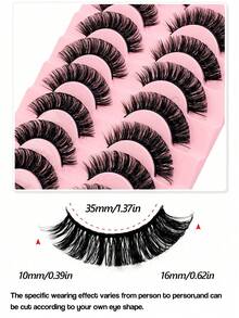 Rikuaild 10 Pairs D-Curl Fluffy False Eyelashes, Natural Look, Soft & Comfortable, Reusable, Easy To Apply, Create Voluminous Lash Makeup - Russian Strip Lashes - View 6