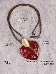 1pc Bohemian Adjustable Long Sweater Chain Necklace, Exaggerated Asymmetrical Triangle Resin & Metal Geometric Pendant, Niche Skin-Flattering Layered Jewelry, Christmas Halloween Street Festival Gift For Students, Best Friends, Elders, Daily Wear Accessory - Wax Rope - View 11