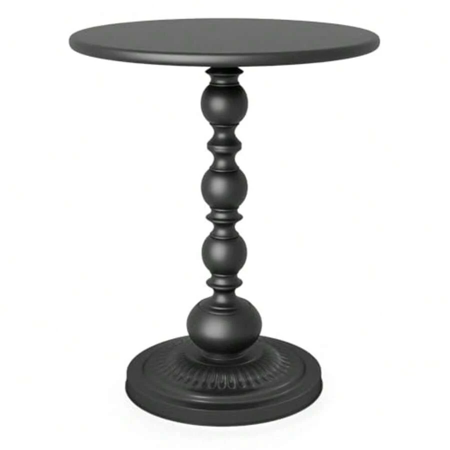 Funecy Mesa Auxiliar Pequeña de Metal, Mesa Auxiliar Redonda Negra Mate Clásica para Mesita de Noche o Sofá, Mesa de Pedestal Pequeña para Sala de Estar, Esquinas, Recámara, Patio y Bar - Multicolor - Ver 1