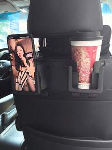 1/2/4pcs Multifunctional Car Seat Back Storage Hook, Built-In Cup Holder, Phone Slot And Dual Hooks, Easy Installation, Suitable For Storing Water Bottles, Coffee Cups, Bags, Wallets And Various Small Items, Car Accessories - Black - View 6
