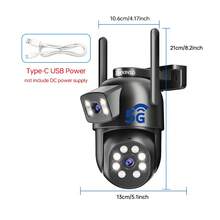 ZHXINSD 智能無線 2.4G/5G WiFi 監控攝影機，雙鏡頭 4MP 居家室內外監控攝影機，支援自動追蹤、雙向語音、彩色夜視、IP65 防水、人體追蹤與偵測 - 黑色 - 查看 9