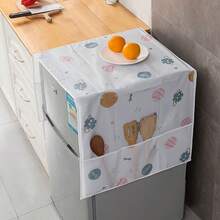 1pc 60*180cm Random Style Multi-Functional Refrigerator Dust Cover With Pocket, Fabric Appliance Top Cover, Modern Decorative Storage Organizer For Home And Kitchen Use - Multicolor - View 9