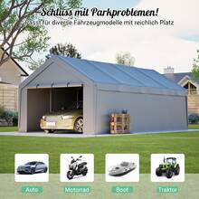 400*765*311 Cm Waterproof, UV-Resistant, Weatherproof Outdoor Car Cover With Roll-Up Curtains On The Sides, Ventilation Windows And Reinforced Steel Frame, Portable Garage Tent For SUVs, Pickup Trucks, Boats And Gardens – Material: Steel - A - View 5