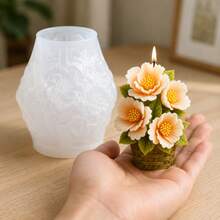3D Woven Rattan-Style Flower Basket & Hibiscus Potted Plant Silicone Candle Mold – Reusable Silicone Mold For Candles And Resin; Suitable For Handmade Soap Making, Weddings, Mother's Day, And Home Decor - A - View 4