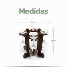 Adega de Vinho Café MDF 4 mm com Porta-Taça para 4 Taças Decoração Bancada Mesa Jantar Romântico Festa - Multicolorido - Visão 3