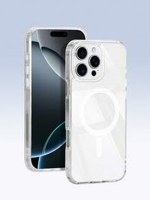 KOOLIFE Magnetic Transparent Phone Case Compatible With Apple 17/17Pro/17ProMax/16/16Pro/ProMax Air, Luxury Transparent Shockproof Protective Shell, Dual-Layer Hybrid TPU+PC Slim Elegant Cover - White - View 2