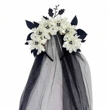 Halloween Party Costume Witch Mesh Headband Skull Buckle European American Ghost Festival Artificial Flower Headpiece - Multicolor - View 16