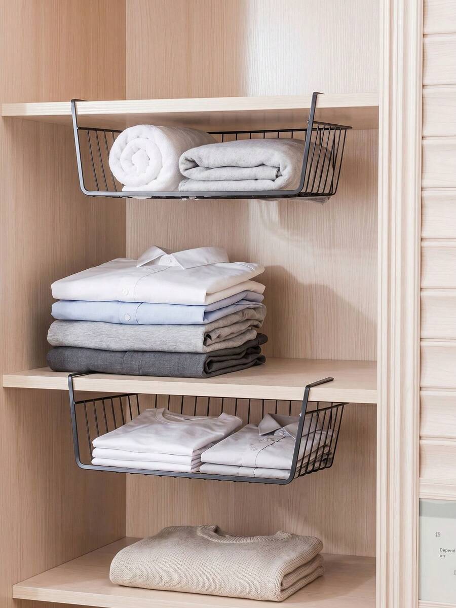 A Hanging Under-Desk Storage Basket, Multi-Tiered Storage Rack, Suitable For University Dormitories, Kitchens, Dormitories, And Offices-A Must-Have For Back-To-School Season. - White - View 1