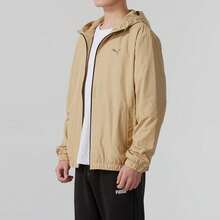 PUMA Lifestyle Series Men's Logo Fashion Versatile Windproof Breathable Durable Hooded Jacket Khaki - Khaki - View 2