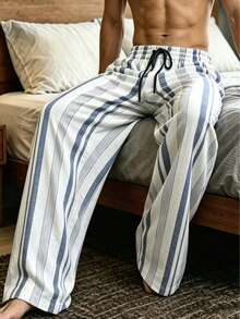 Men's Striped British Casual Vacation Style Long Pants, Lightweight, Minimalist, Suitable For Home And Outdoor Wear - Multicolor - View 1