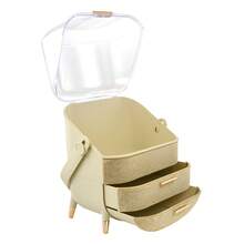 LIVINGANDHOME 14 Colors Multi-Function Makeup Storage Case, Cosmetics Organizer, Jewelry Organizer Case, Finishing Box, Makeup Storage Box, Cosmetic Box, JewelryBox, Makeup Organizer, Makeup Storage Organizer,Cabinet Decorative - Beige + Yellow - View 6