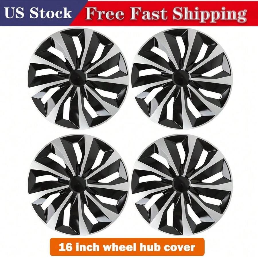 4‑Pack 16‑Inch Car Hubcaps Wheel Cover Set, Shock‑Resistant Durable PP Plastic Replacement Hub Caps, Stylish Exterior Wheel Trim Accessory Compatible With 16‑Inch Steel Wheels, Auto Wheel Decoration For Daily Vehicle Exterior Upgrade - A - View 1