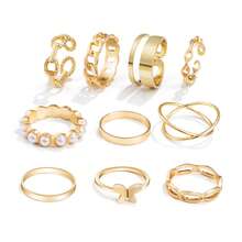 10pcs Butterfly Pearl Ring Set - Gold - View 4