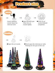 15/5/1pc Inflatable Witch Hat Ring Toss Game Set,Halloween Party Supplies, Reusable PVC Inflatable Game Props With Throwing Rings, Multiple Sets Available, For Yard Lawn Backyard Indoor Outdoor Halloween Holiday Decoration Group Activity - Multicolor - View 6