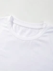 Graphic Print Drop Shoulder-Shirt, Short Sleeve Crew Neck Casual Top Spring And Summer, Women'S Clothing - White - View 6
