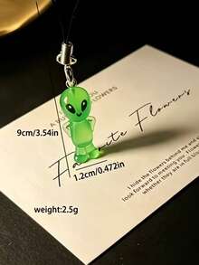1pc Glow-In-The-Dark Green Alien Phone Lanyard, Cute Mini ET Alien Pendant, Ins Style Unique Niche Accessory - Multicolor - View 9