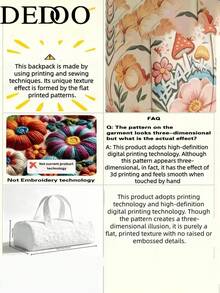Dedoo Vintage Hippie Van Print Travel Luggage Bag, Peace Sign & Floral Weekend Tote, Women's Casual Bohemian Style Vacation Storage Bag - Multicolor - View 9