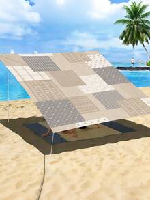 1pc Modern Minimalist Design Printed Pattern Sunshade Cloth, 2D Flat Print Outdoor Camping Tent, Awning And Canopy, Washable, Suitable For Various Scenes Such As Garden, Camping, Beach, Without Frame - Apricot - View 12