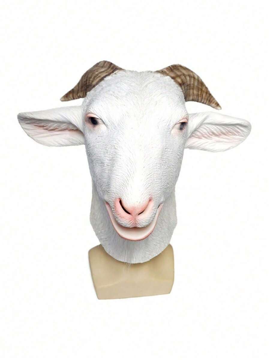1pc Halloween Simulation Goat Latex Mask Animal Party Funny Cosplay Props - Multicolor - View 1