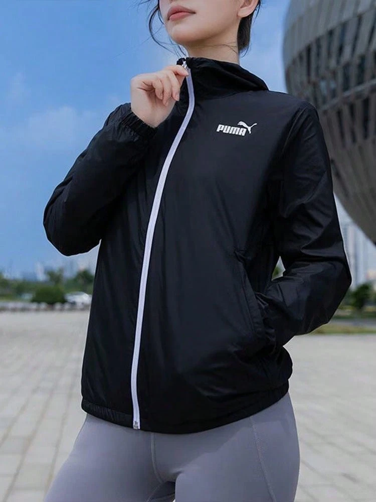 PUMA Women's Comfortable Windproof Hooded Breathable Running Jacket - Black - View 1