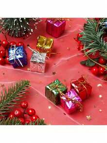60/12pcs/Pack Colorful Gift Boxes Christmas Decorations, Mini Hanging Ornaments Christmas Tree Decor, Multi-Color Foil Surface Mini Box Decorative Props, Laser Candy Box Pendant, Christmas Tree And Party Favors, Home Gift Box Decoration - Multiple Styles - View 11
