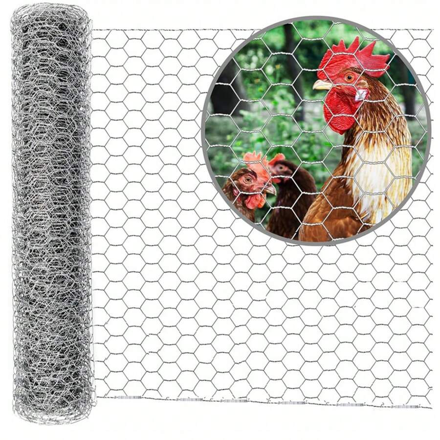 1 pieza Malla de alambre de gallina, valla de alambre de gallina metálica con diseño floral para manualidades, aves de corral y jardín, malla hexagonal de alambre galvanizado para mascotas, conejos y gallinas - A - Ver 1