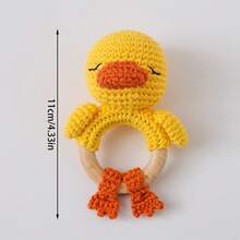Handmade Woven Yellow Duck Rattle, Baby Hand Rattle, Grasping Toy, Built-In Bell, 3D Cute Design, Rich Details, Attracts Baby's Attention, Exercises Baby's Hearing, Perfect Birthday Memorial Gift, Halloween Gift, Christmas Gift For Baby - Multicolor - View 9