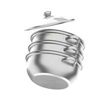 28cm/11in 3-Tier Stainless Steel Steamer Pot With Glass Lid, Silver Multi-Layer Steam Cookware, Dishwasher , Compatible With Induction And Gas Hobs For Home Cooking - View 9