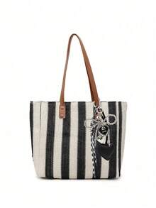 Classic Large Capacity Tote Bag, Fashionable Practical Multi-Functional Commuter Shoulder Bag, Suitable For Daily Outings, Shopping And Vacation - Multicolor - View 6